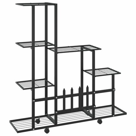 Bloemenstandaard met wielen 94,5x25x92,5 cm metaal zwart 5