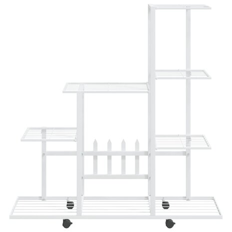 Bloemenstandaard met wielen 94,5x25x92,5 cm metaal wit 3