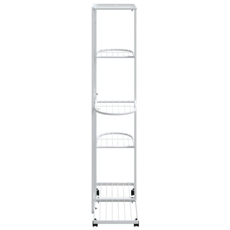 Bloemenstandaard met wielen 5-laags 44x23x100 cm ijzer wit 4