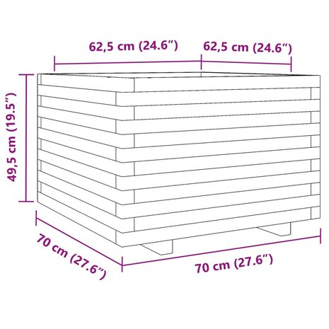 Plantenbak 70x70x49,5 cm geïmpregneerd grenenhout 10