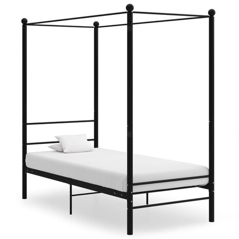 Hemelbedframe metaal zwart 90x200 cm 1