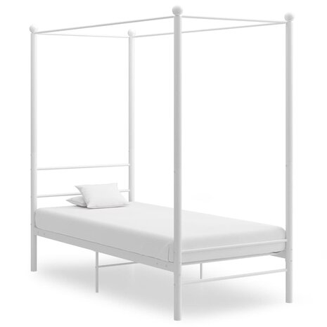 Hemelbedframe metaal wit 90x200 cm 1