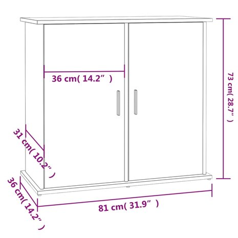 Aquariumstandaard 81x36x73 cm bewerkt hout hoogglans wit 11