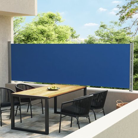 Tuinscherm uittrekbaar 140x600 cm blauw 1