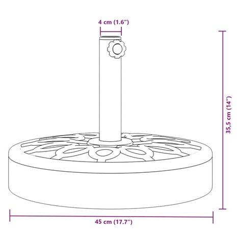 Parasolvoet voor stokken van Ø38 / 48 mm 25 kg rond 8