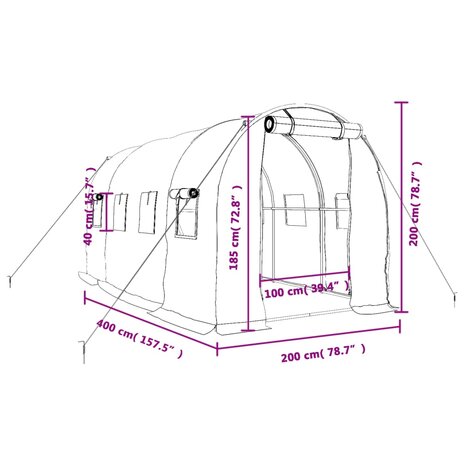 Tuinkas met stalen frame 8 m² 4x2x2 m 12