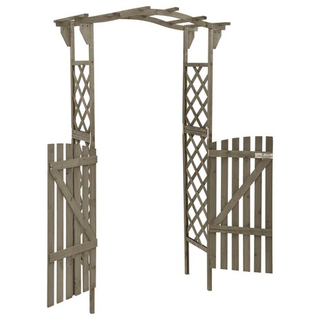 Pergola met poort 116x40x204 cm massief vurenhout grijs 3