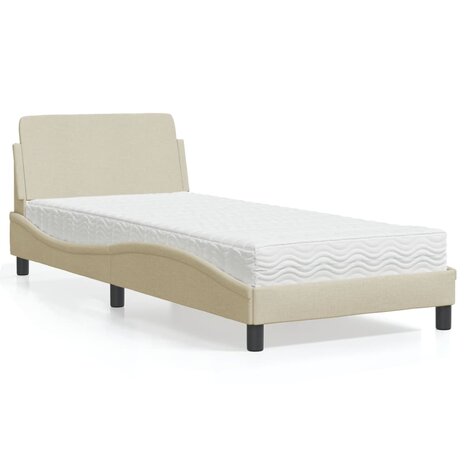 Bed met matras stof crèmekleurig 90x200 cm 1