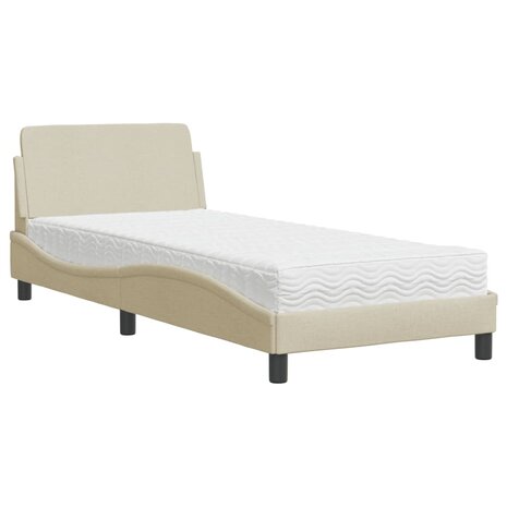 Bed met matras stof crèmekleurig 90x200 cm 2