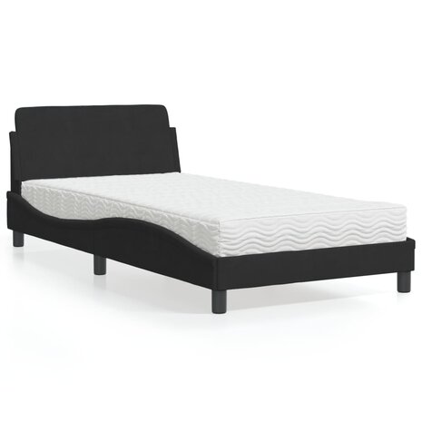 Bed met matras fluweel zwart 100x200 cm 1