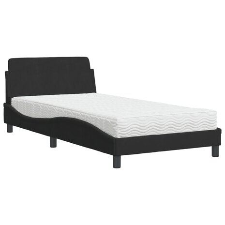 Bed met matras fluweel zwart 100x200 cm 2