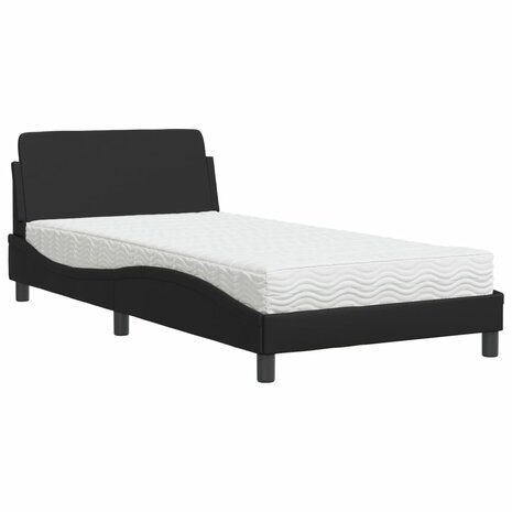 Bed met matras kunstleer zwart 100x200 cm 2