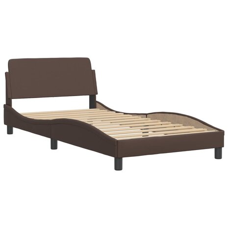 Bed met matras kunstleer bruin 100x200 cm 4