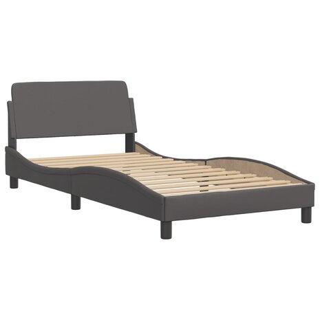 Bed met matras kunstleer grijs 100x200 cm 4