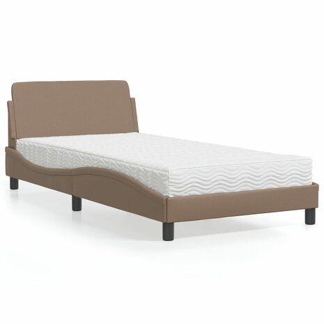 Bed met matras kunstleer cappuccinokleurig 100x200 cm 1