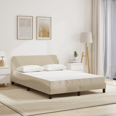 Bed met matras stof crèmekleurig 120x200 cm 3