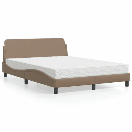 Bed met matras kunstleer cappuccinokleurig 120x200 cm 1