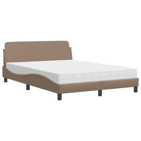 Bed met matras kunstleer cappuccinokleurig 120x200 cm 2