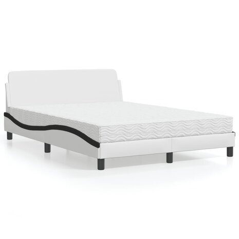 Bed met matras kunstleer zwart en wit 120x200 cm 1