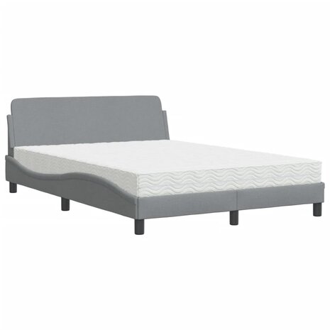 Bed met matras stof lichtgrijs 140x190 cm 2