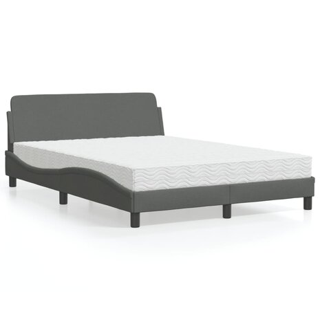 Bed met matras stof donkergrijs 140x190 cm 1