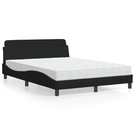 Bed met matras stof zwart 140x190 cm 1