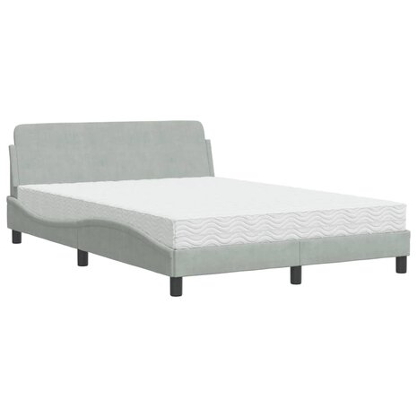 Bed met matras fluweel lichtgrijs 140x190 cm 2