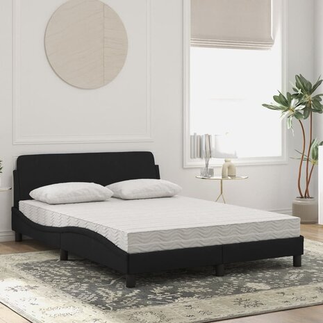 Bed met matras fluweel zwart 140x190 cm 3