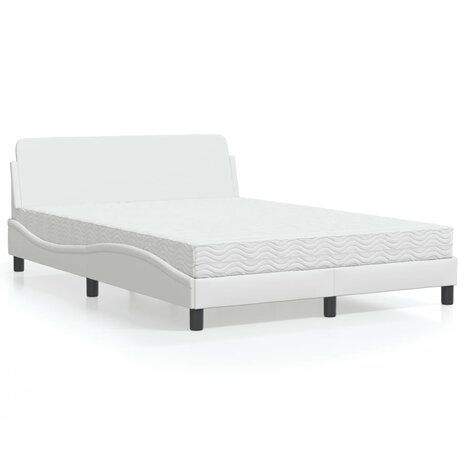 Bed met matras kunstleer wit 140x190 cm 1