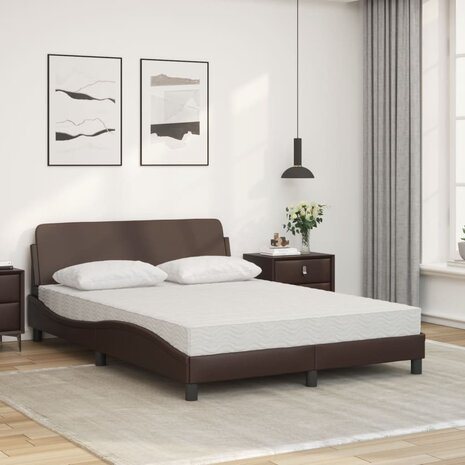 Bed met matras kunstleer bruin 140x190 cm 3