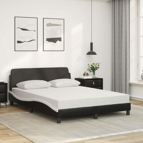 Bed met matras kunstleer zwart en wit 140x190 cm 3