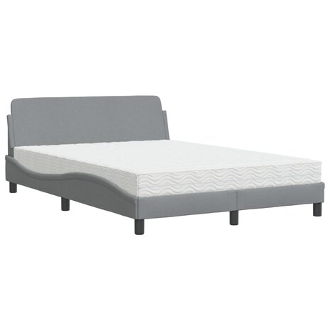 Bed met matras stof lichtgrijs 140x200 cm 2