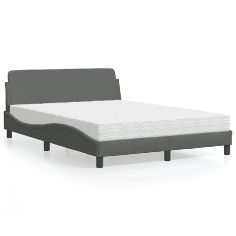 Bed met matras stof donkergrijs 140x200 cm 1