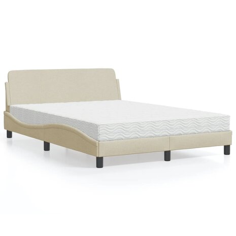 Bed met matras stof crèmekleurig 140x200 cm 1