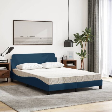 Bed met matras stof blauw 140x200 cm 3