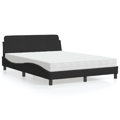 Bed met matras fluweel zwart 140x200 cm 1