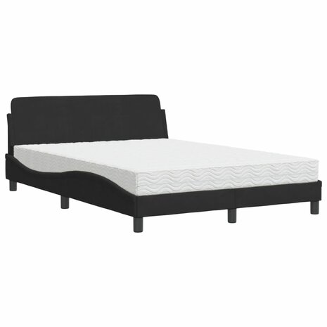 Bed met matras fluweel zwart 140x200 cm 2