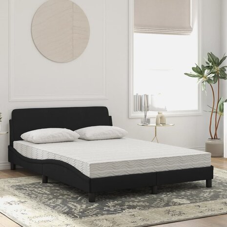 Bed met matras fluweel zwart 140x200 cm 3