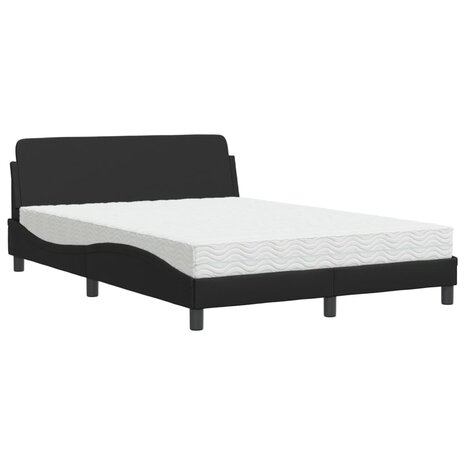 Bed met matras kunstleer zwart 140x200 cm 2