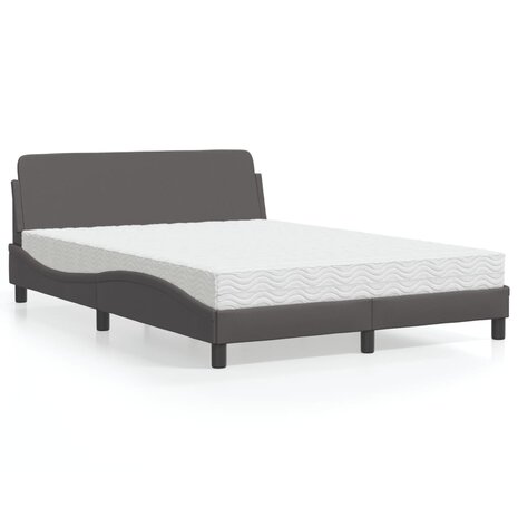 Bed met matras kunstleer grijs 140x200 cm 1