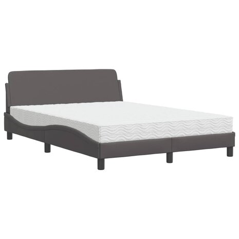 Bed met matras kunstleer grijs 140x200 cm 2