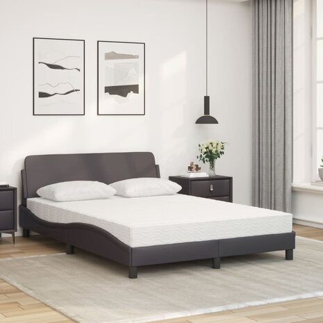 Bed met matras kunstleer grijs 140x200 cm 3