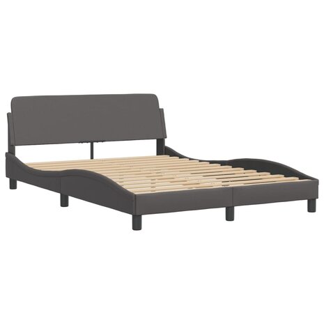 Bed met matras kunstleer grijs 140x200 cm 4