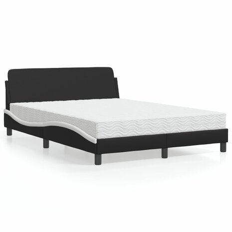 Bed met matras kunstleer zwart en wit 140x200 cm 1