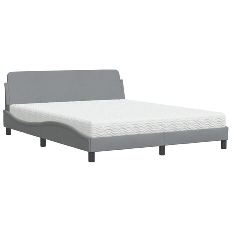 Bed met matras stof lichtgrijs 160x200 cm 2