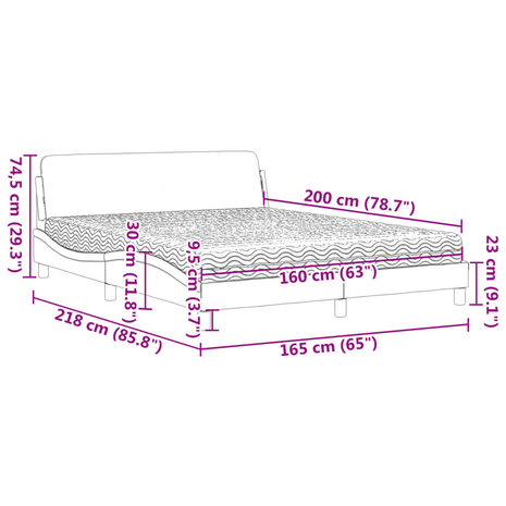 Bed met matras stof lichtgrijs 160x200 cm 9