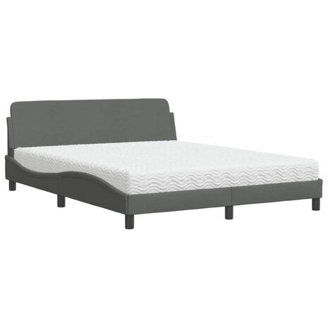 Bed met matras stof donkergrijs 160x200 cm 2