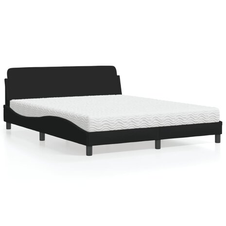 Bed met matras stof zwart 160x200 cm 1