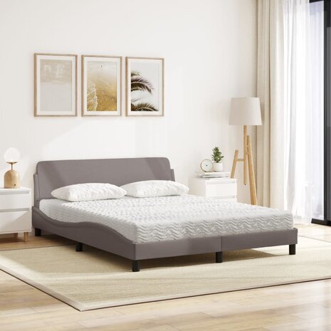 Bed met matras stof taupe 160x200 cm 3