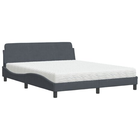 Bed met matras fluweel donkergrijs 160x200 cm 2